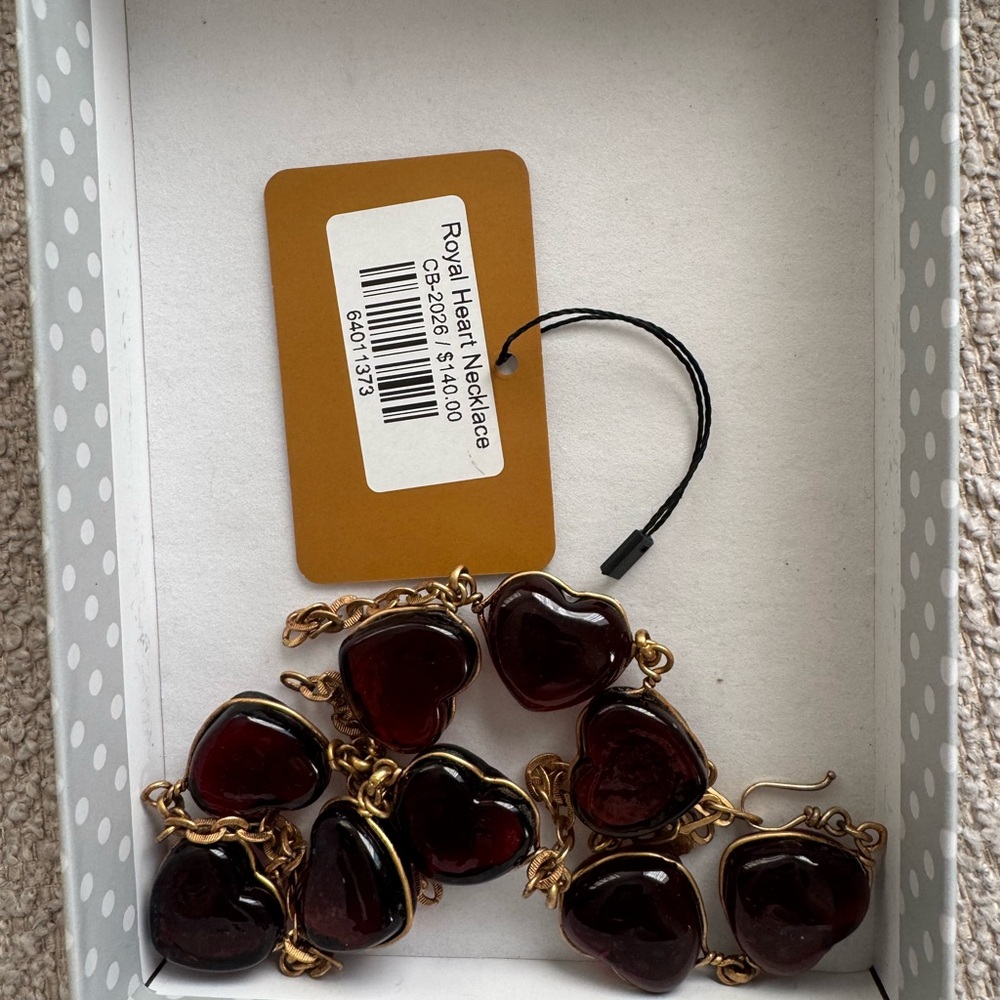 NWT Royal Heart Necklace - Gold and Brown